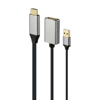 Cabo adaptador com USB tipo A e USB tipo C em fundo branco