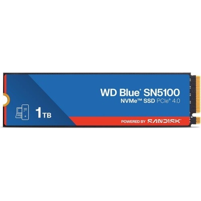 SSD NVMe WD Blue SN5100 1TB Azul e vermelho com conectores PCIe