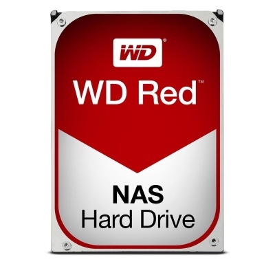 Disco rígido NAS WD Red com rótulo vermelho e branco