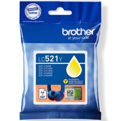 Embalagem azul da tinta Brother LC521Y amarela para impressoras