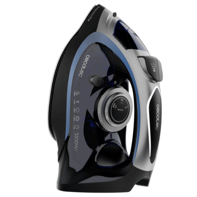 Ferro de engomar preto e cinzento Cecotec com botão central e 3200W