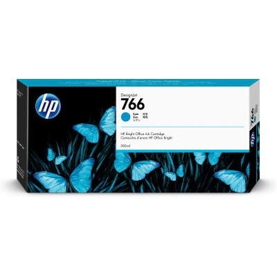 Caixa de tinta HP DesignJet 766 azul com borboletas azuis