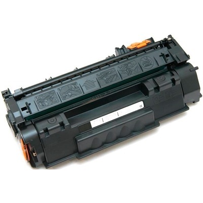 Cartucho de toner preto para impressora com detalhes em laranja