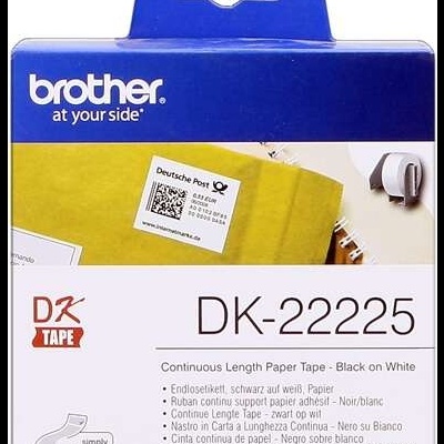 Embalagem de fita Brother DK-22225 preta sobre branco