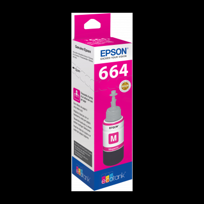 Caixa de tinta Epson 664 Magenta para impressora, embalagem rosa e branca