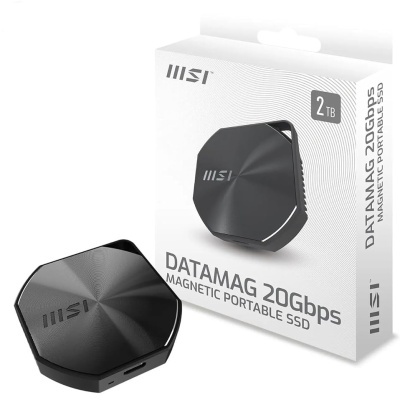 SSD portátil preto MSI com embalagem branca