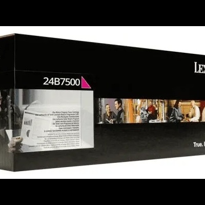 Caixa preta de cartucho Lexmark 24B7500 com imagens e texto