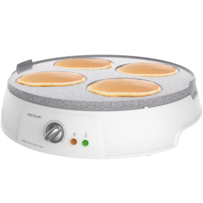 Máquina para panquecas Cecotec com quatro panquecas douradas