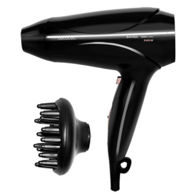 Secador de cabelo preto com difusor removível