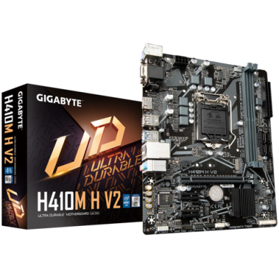 Placa mãe Gigabyte H410M H V2 com caixa preta dourada