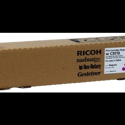 Caixa de cartucho de impressão Ricoh magenta IM C3510 em cartão castanho