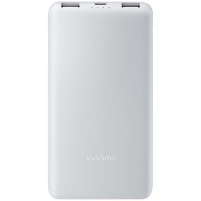 Power bank branco Xiaomi com três portas USB e luzes LED