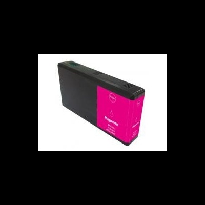 Cartucho de tinta magenta para impressora em embalagem preta com rótulo magenta