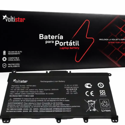Bateria para portátil Voltistar em caixa preta e vermelha com bateria preta Li-ion