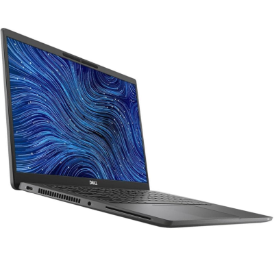 Portátil Dell preto com ecrã azul ondulado