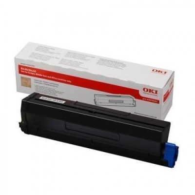 Cartucho de toner preto OKI B420/B440 com embalagem branca e vermelha