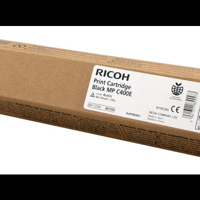 Embalagem castanha com cartucho de impressão Ricoh Black MP C400E