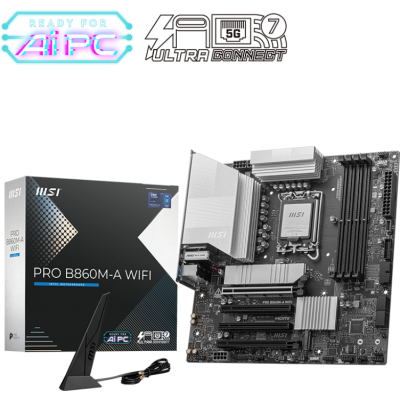 Placa-mãe MSI PRO B860M-A WIFI com embalagem, antena e cabo