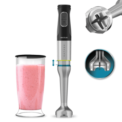Varinha mágica Cecotec Katana e copo com batido rosa