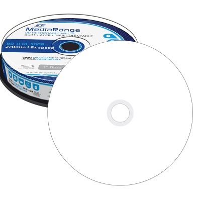 Pack de 10 discos BD-R DUAL LAYER 50GB MediaRange