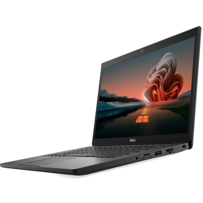 Portátil Dell preto aberto mostrando ecrã com Windows e teclado