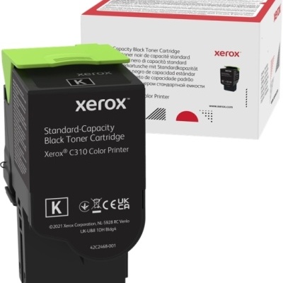 Cartucho de toner preto Xerox com tampa verde e embalagem branca com detalhes vermelhos