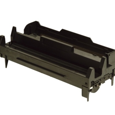 Suporte preto de equipamento eletrónico com grampos e ranhuras