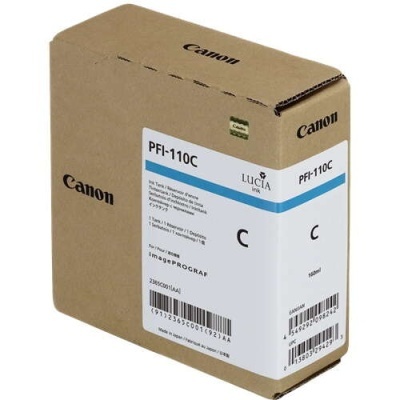 Caixa de cartucho de tinta Canon Lucia PFI-110C azul para impressora ImagePROGRAF