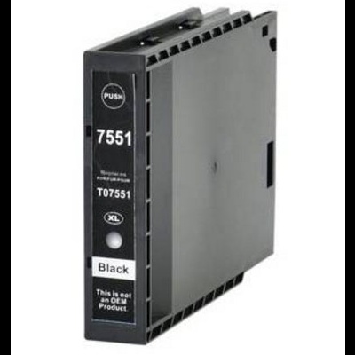 Cartucho de tinta preto para impressora com texto e etiqueta