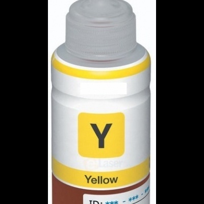 Frasco plástico de tinta amarela com rótulo e tampa dosadora