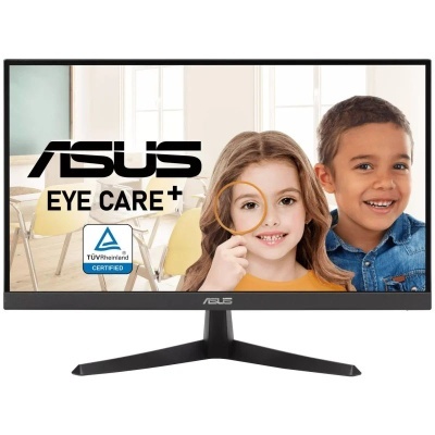 Monitor Asus preto com crianças no ecrã e certificação TÜV Rheinland