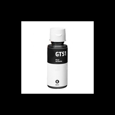 Frasco de tinta preta GT51 para impressora, com rótulo preto e branco