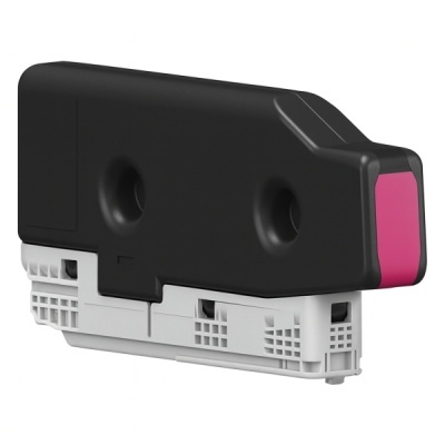 Cartucho de tinta preto, cinzento e rosa em fundo branco