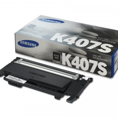 Tonner Samsung K407S preto com embalagem branca e azul.