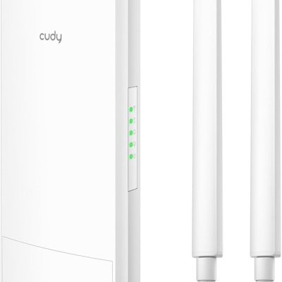 Roteador sem fios branco cudy com antenas removidas