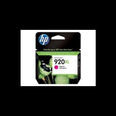 Tinteiro HP 920XL magenta embalagem preta com sapo e texto de impressão