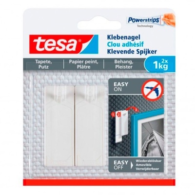 Tesa Klebenagel clou adhésif embalagem com 2 peças para fixar em papel parede e gesso
