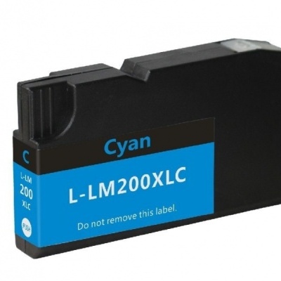 Cartucho de tinta para impressora ciano com etiqueta azul e preta