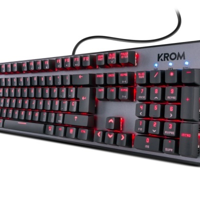 Teclado mecânico KROM preto retroiluminado a vermelho