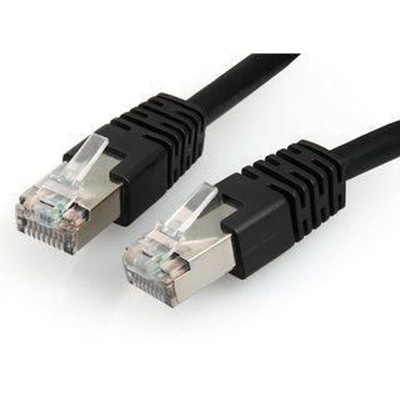 Cabo de rede Ethernet preto com conectores RJ45
