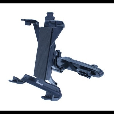 Suporte para tablet ou telemóvel em plástico negro com almofadas antiderrapantes