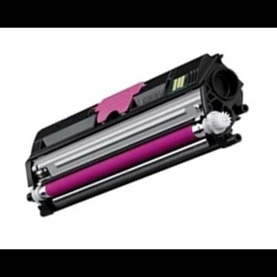Toner de impressora com rolete magenta e detalhes em preto e rosa