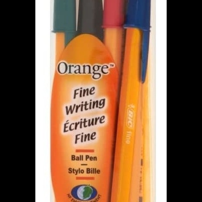 Conjunto de canetas esferográficas BIC Orange com escrito Fine Writing e envase laranja