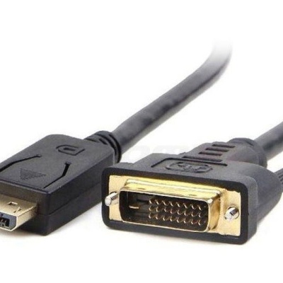 Cabo DisplayPort para DVI preto com conectores em close-up