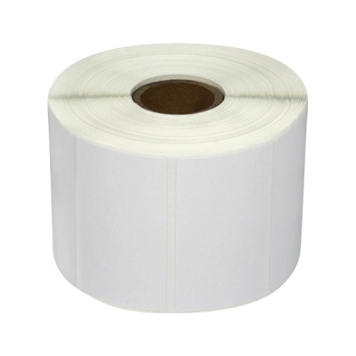 Rolo grande de etiquetas adesivas brancas retangulares