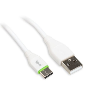 Cabo USB branco com conectores USB tipo A e USB-C