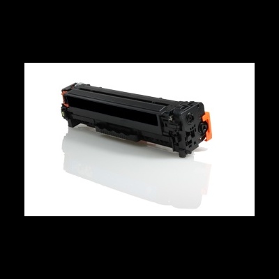 Toner de impressora preto e laranja sobre fundo branco