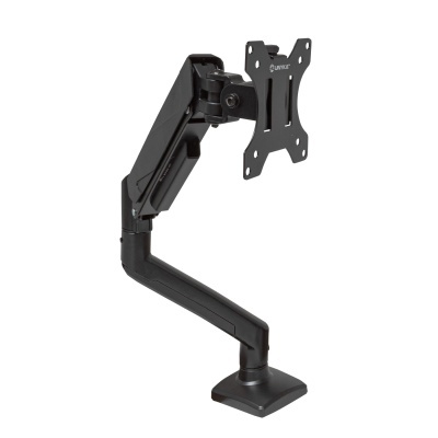 Suporte articulado preto para monitor com base quadrada e conector quadrado da marca UNYKA.