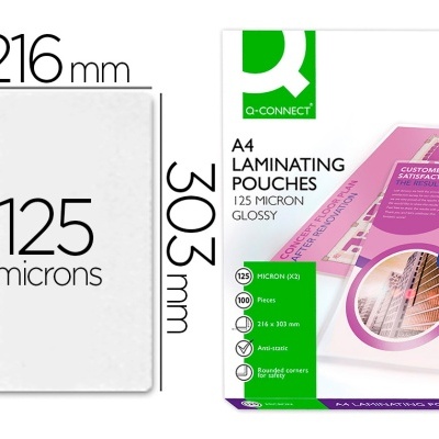 Pack de capas laminadoras Q-Connect A4 125 microns brilhantes