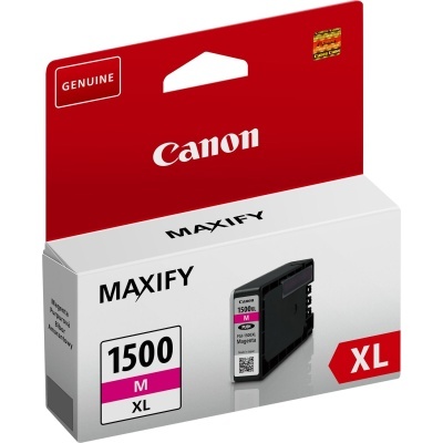 Cartucho de impressão Canon MAXIFY 1500 M XL magenta em embalagem branca e vermelha